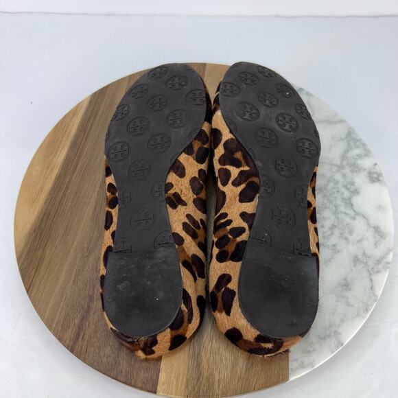 EUC TORY BURCH Reva Leopard Calf Hair Gold Hardware Ballet Flats 6.5 - Picture 9 of 9